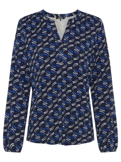 Granatowa bluzka damska Hannah z geometrycznym printem - Coastal Look