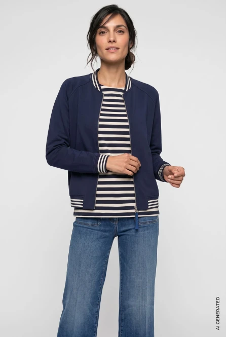 Granatowa bluza bomberka damska Clara Jersey na suwak - Coastal Look
