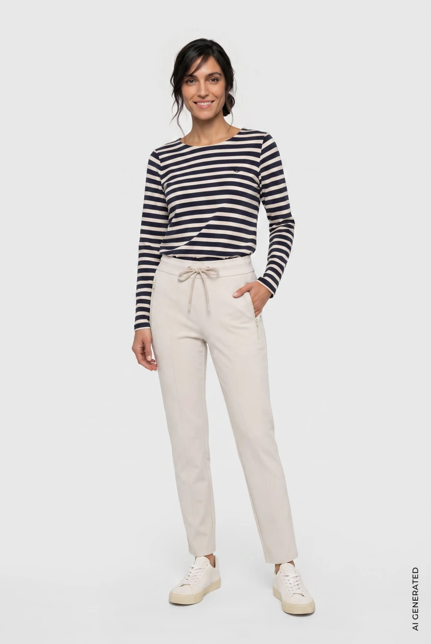 Beżowe spodnie damskie Lisa Straight - Coastal Look