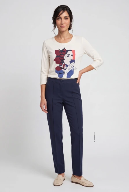 Granatowe spodnie damskie Pia Slim - Coastal Look