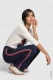 Granatowe spodnie damskie Lisa Wide z bordowym lampasem – Coastal Look #5