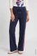 Granatowe spodnie damskie Lisa Wide z bordowym lampasem – Coastal Look #3