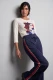 Granatowe spodnie damskie Lisa Wide z bordowym lampasem – Coastal Look #1