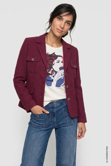 Bordowa tweedowa marynarka damska – Coastal Look
