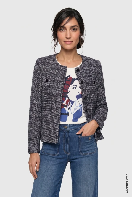 Granatowa marynarka damska o chanelowym splocie – Coastal Look
