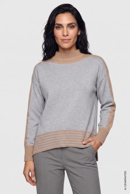 Szaro-brązowy sweter damski Cora ze stójką - Mountain Resort