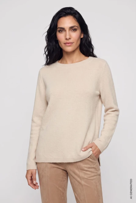 Beżowy sweter damski Henny ze 100% wełny - Mountain Resort