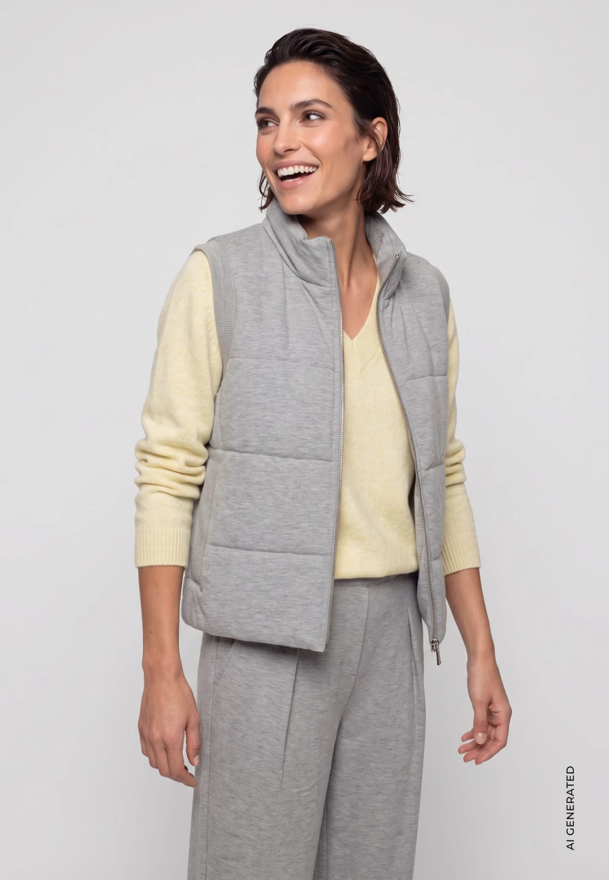 Szara pikowana kamizelka damska - Designer Choice