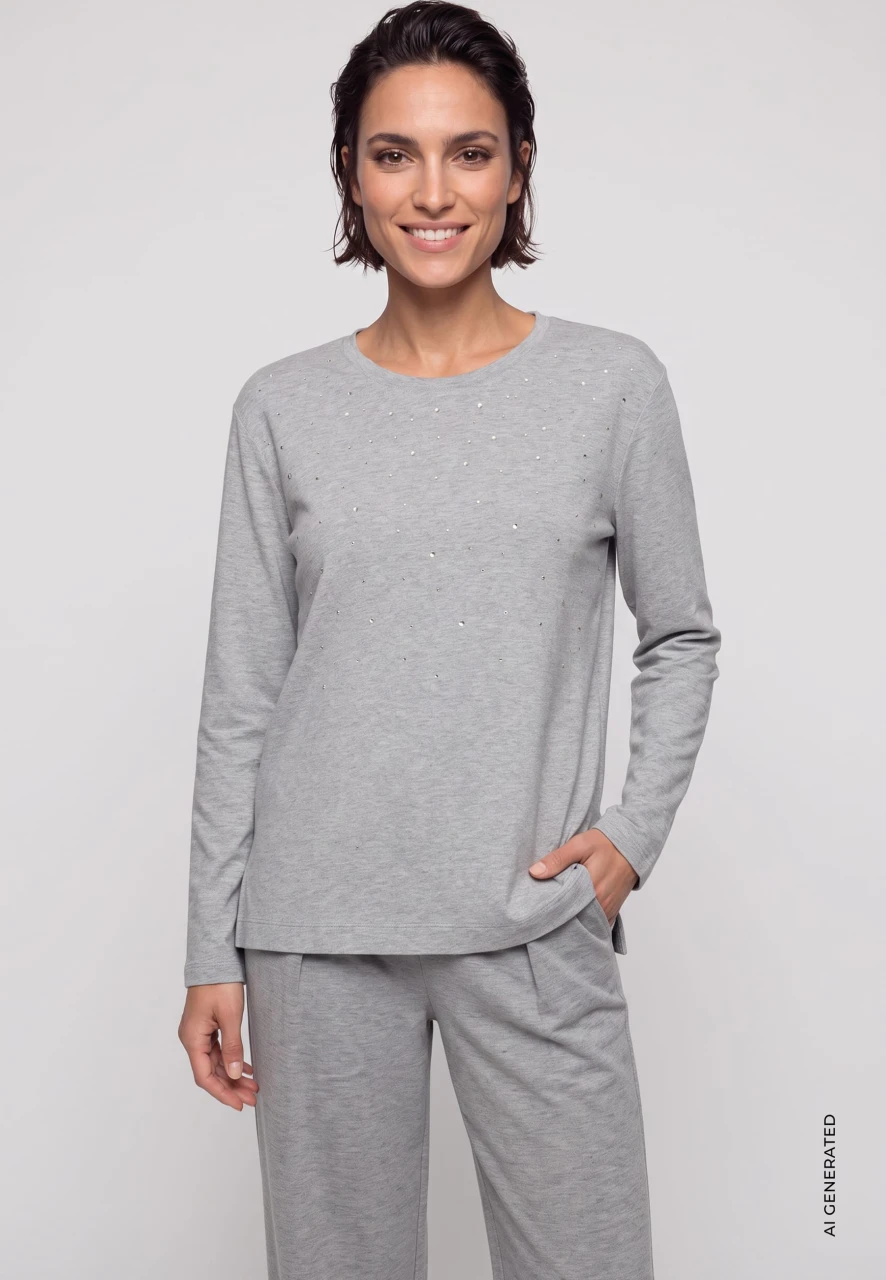 Szara bluzka damska Hannah z aplikacjami - Designer Choice