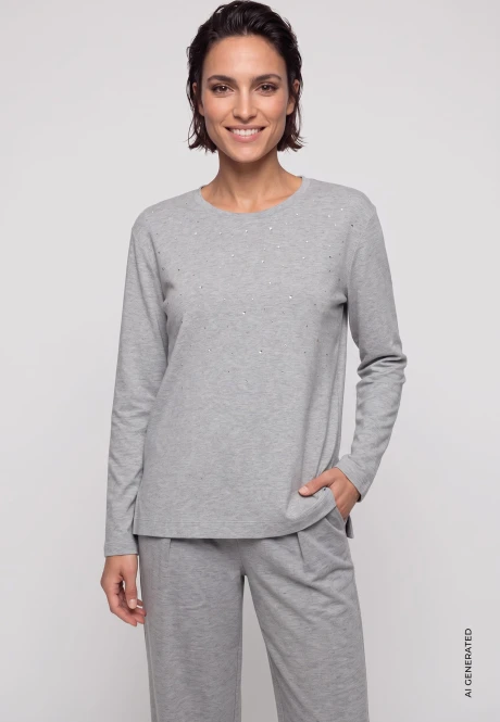 Szara bluzka damska Hannah z aplikacjami - Designer Choice