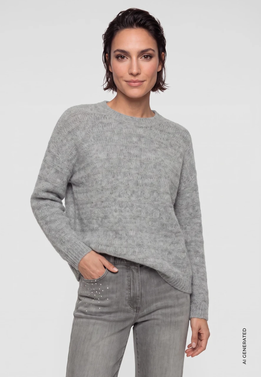 Szary sweter damski Henny z wełną i alpaką - Designer Choice