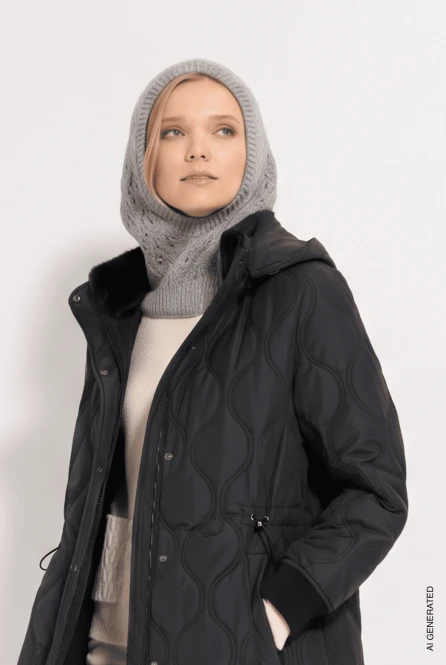 Szara balaclava damska z wełną merino