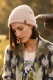 Beżowa czapka damska beanie z wełną merino #1