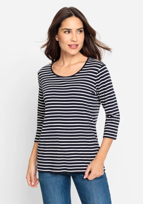 Granatowa bluzka damska Hannah w paski - Basic