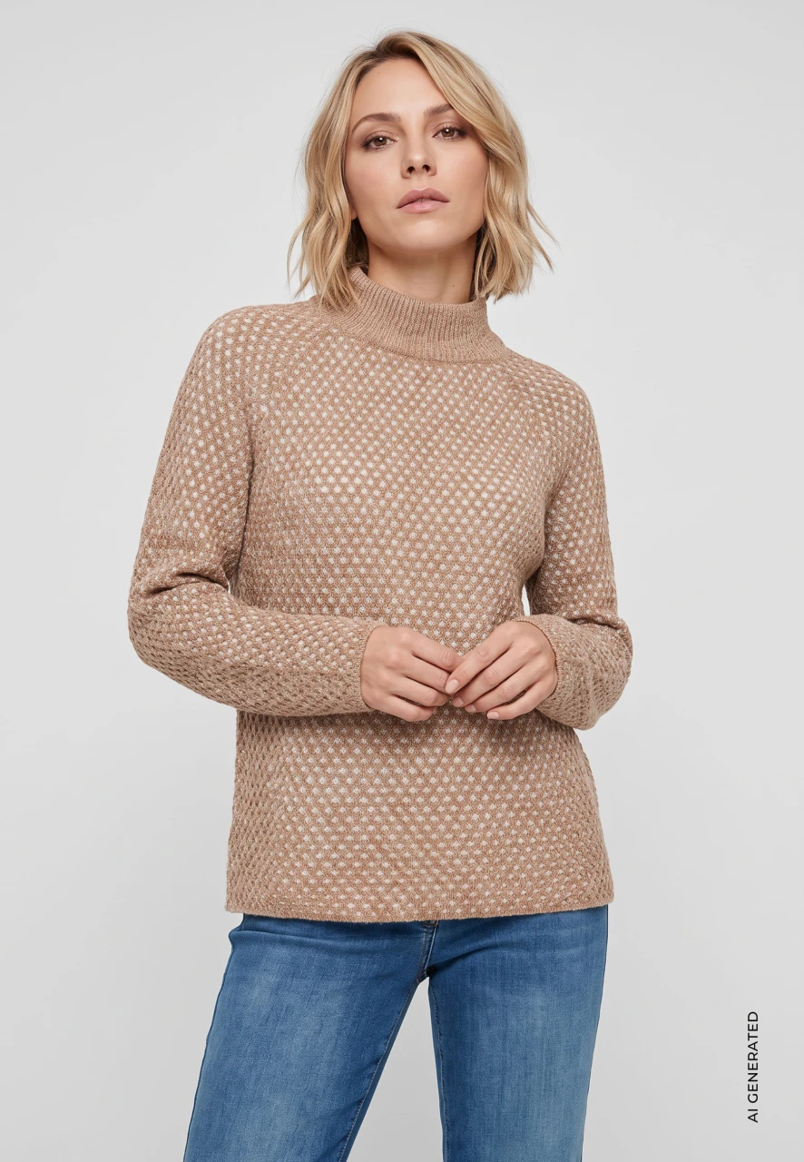 Brązowy sweter damski Henny z fakturą - Urban Country