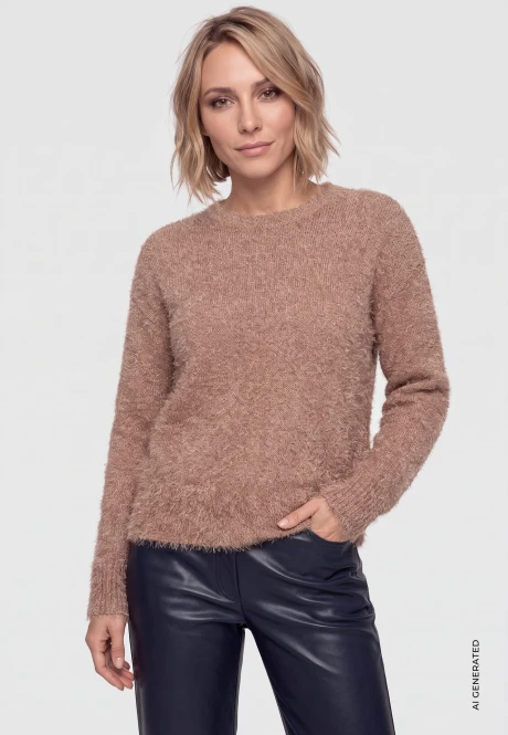 Brązowy miękki sweter damski Henny - Urban Country