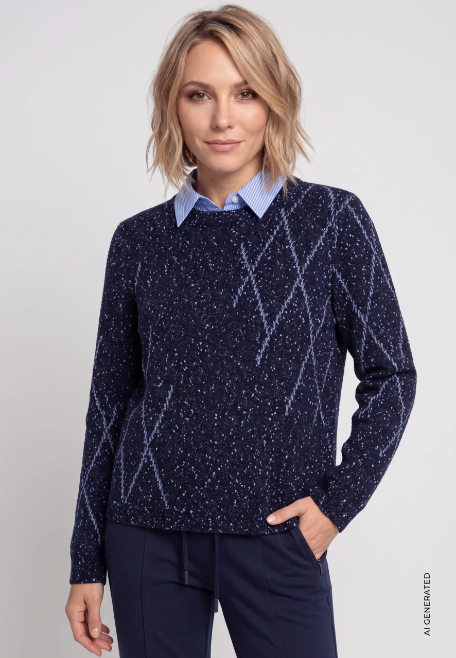 Granatowy sweter damski Henny w romby - Urban Country