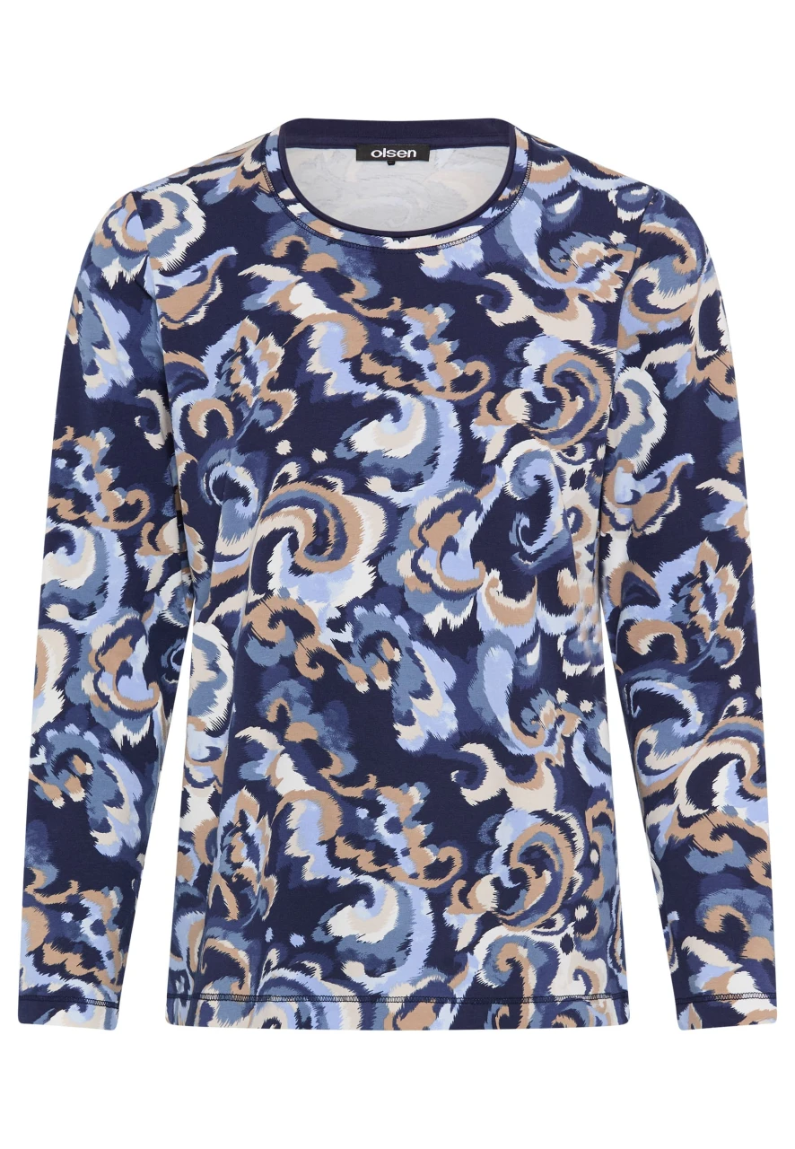 Granatowa bluzka damska Hannah z roślinnym wzorem - Urban Country